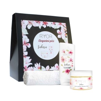 RYOR Sakura Geschenkset Zuckerpeeling mit japanischer Kirsche 325 g + sanftes Duschgel mit japanischer Kirsche 200 ml