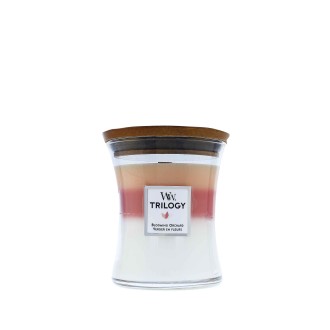 WoodWick Trilogy Blooming Orchard Duftkerze mit Holzdocht 275 g