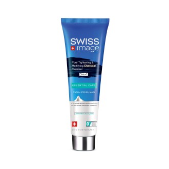 Swiss Image Essential Care Pore Tightening & Mattifying Charcoal Cleanser 3 in 1 Multifunctional Activated Charcoal Cleansing Gel 100 ml
